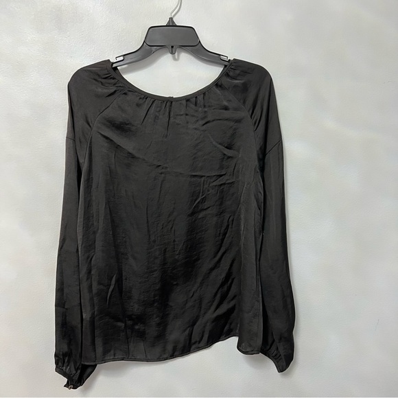 Vince Camuto Black Satin Keyhole Long Sleeves Blouse Shirt - New W/ Tag- Reemoly - Picture 7 of 7